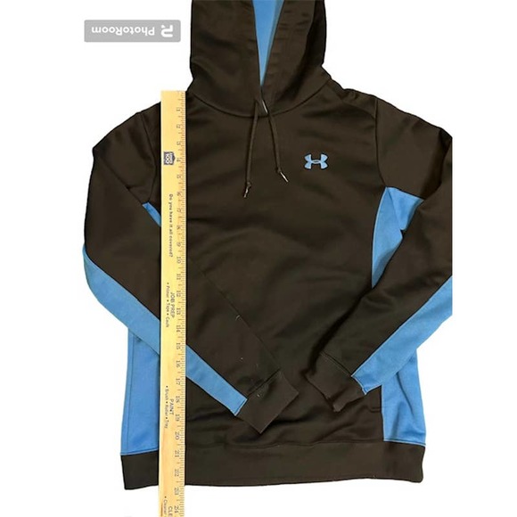 Under Armour Black Blue Hoodie Pullover Hooded Sweatshirt Womens XL Like New - Picture 1 of 4